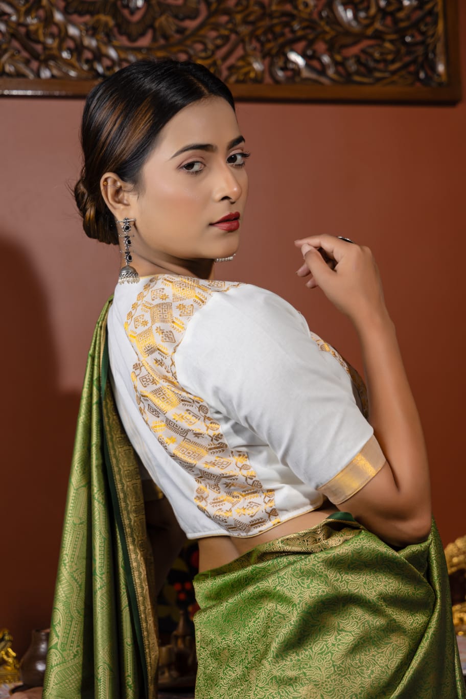 ASSAMESE MOTIFED BOAT NECK BLOUSE